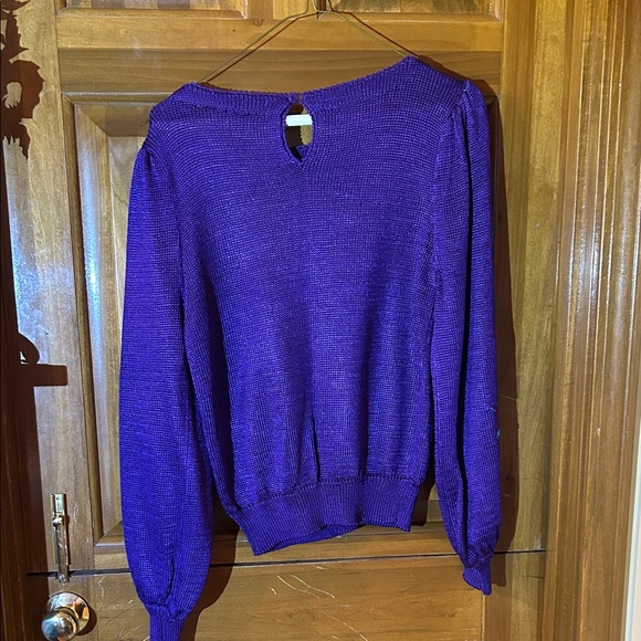 Vibrant Purple Women's Crew Neck Sweater - Picture 3 of 4